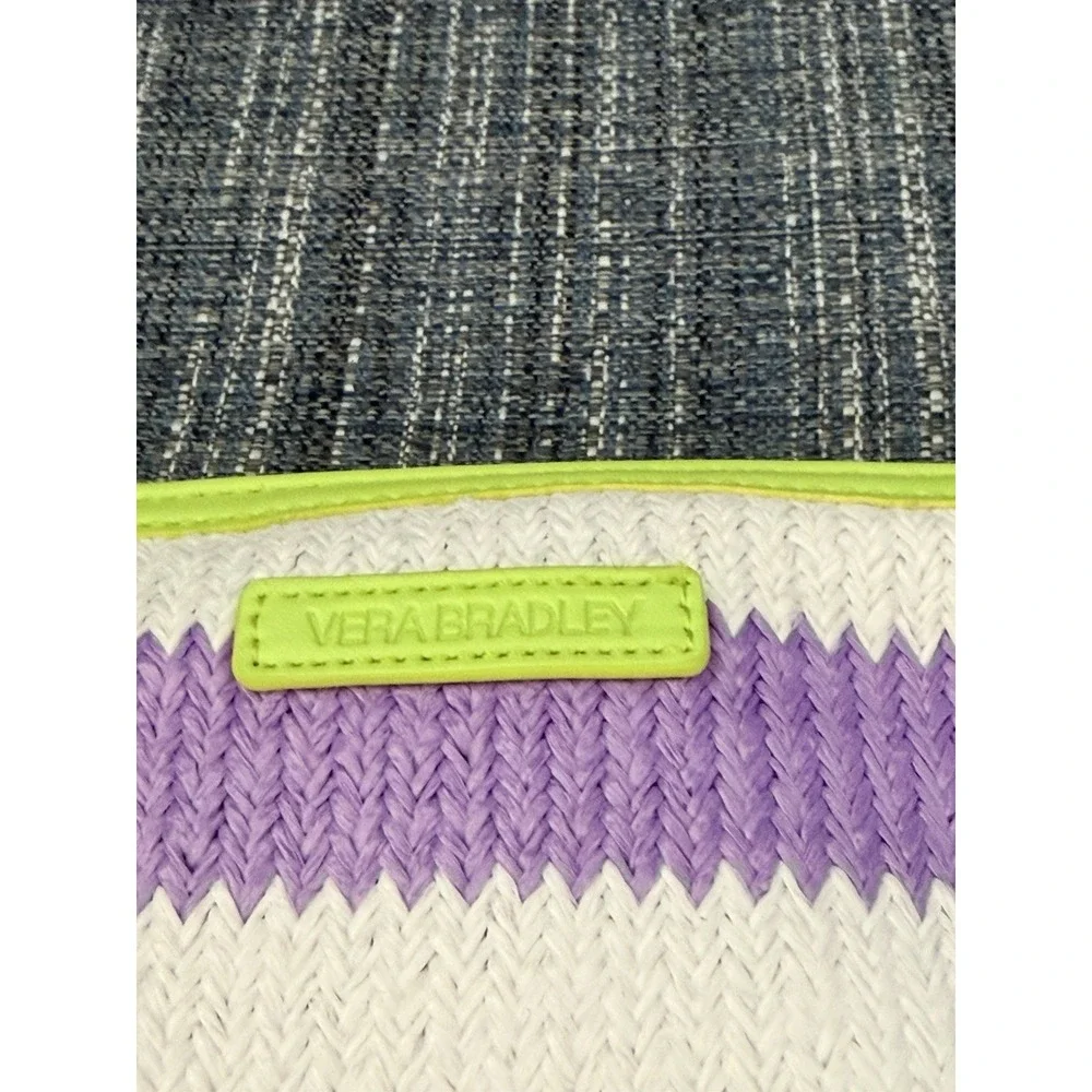 Vera Bradley  Vinyl Lined Cosmetic Makeup Toiletrie Travel Bag Lilac White Green